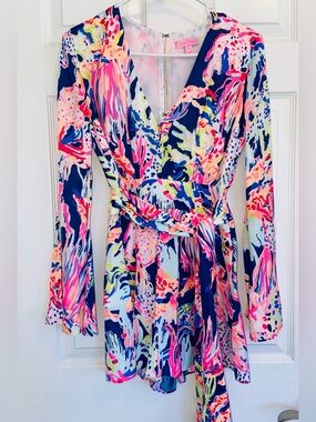 Lilly Pulitzer Gloria Romper in Indigo Sunken Treasure